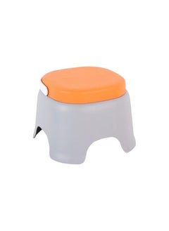 VIO Childrens Lightweight Portable Plastic Non-Slip Stackable Stool for Kindergarten Pre-School Durable Easy Carry Stool with Handle in Vibrant Colors Orange Medium Size  - Image 1