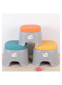 VIO Childrens Lightweight Portable Plastic Non-Slip Stackable Stool for Kindergarten Pre-School Durable Easy Carry Stool with Handle in Vibrant Colors Orange Medium Size  - Image 3