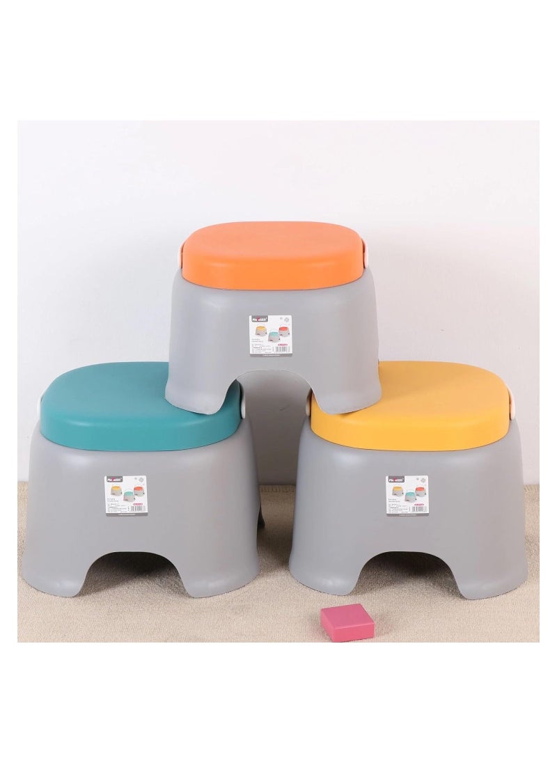 VIO Childrens Lightweight Portable Plastic Non-Slip Stackable Stool for Kindergarten Pre-School Durable Easy Carry Stool with Handle in Vibrant Colors Orange Medium Size  - Image 3