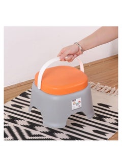 VIO Childrens Lightweight Portable Plastic Non-Slip Stackable Stool for Kindergarten Pre-School Durable Easy Carry Stool with Handle in Vibrant Colors Orange Medium Size  - Image 2