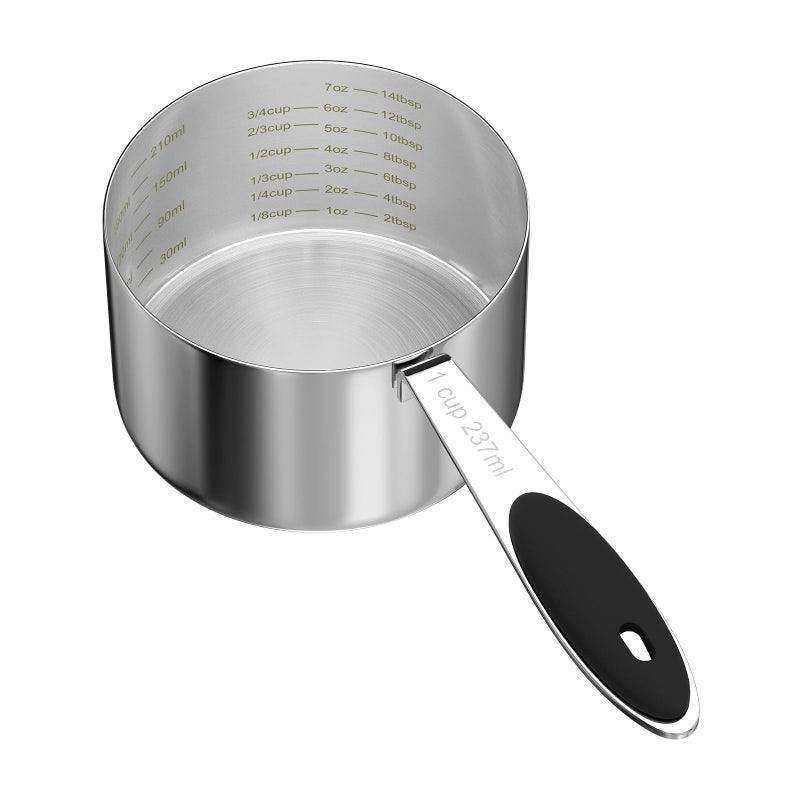LEIFENY 1PCS 1CUP(237ml) Dog Cat Food Scoop, Stainless Steel Measuring Cup, Metal Pet Scooper with Inner Precision Scale Measurement - Image 1
