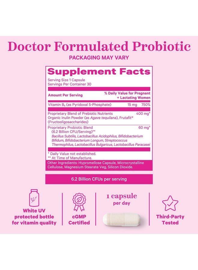 Pink Stork Prenatal Probiotics for Women - 50 Billion CFU, Vitamin B6, Prebiotics, Morning Sickness, Gut Microbiome, Pregnancy Probiotic, Immune Support, Pregnancy Must Haves - 60 Capsules - Image 4