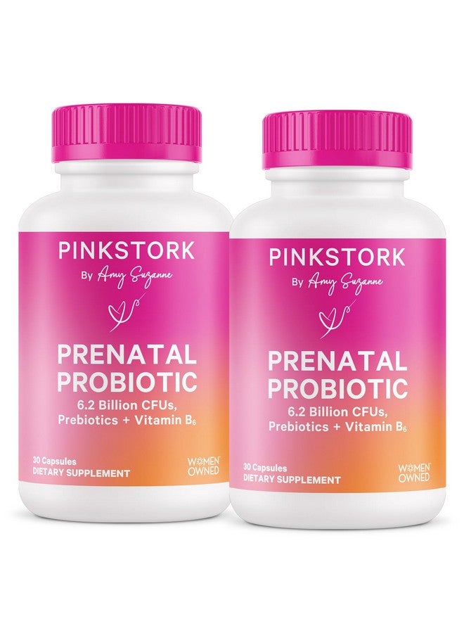 Pink Stork Prenatal Probiotics for Women - 50 Billion CFU, Vitamin B6, Prebiotics, Morning Sickness, Gut Microbiome, Pregnancy Probiotic, Immune Support, Pregnancy Must Haves - 60 Capsules - Image 1