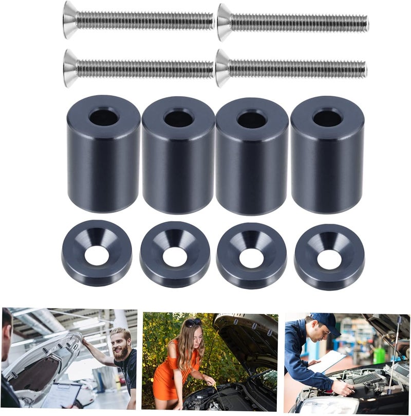 JECOMPRIS Engine Riser Kit for Car Vent Hood Aluminum Alloy Hood Spacer 6mm Fitment - Image 2
