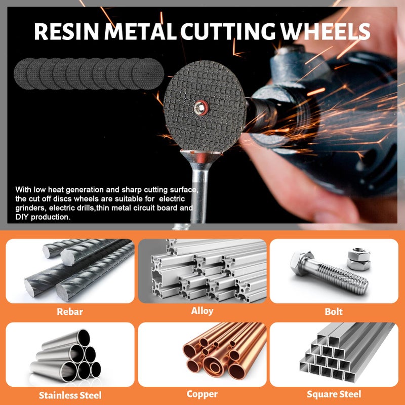 Cocew 55pcs Cutting Wheels Set for Dremel Rotary Tool,10pcs Resin Cutting Discs,10pcs Diamond Cutting Wheels,6pcs HSS Circular Saw Blades,20pcs Sanding Drum for Cutting Metal,Wood - Image 4