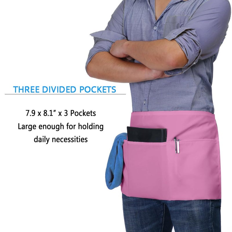 BOHARERS Pink Waitress Apron for Women with 3 Pockets - Durable Server Aprons for Restaurant Waterproof Oilproof - Image 4
