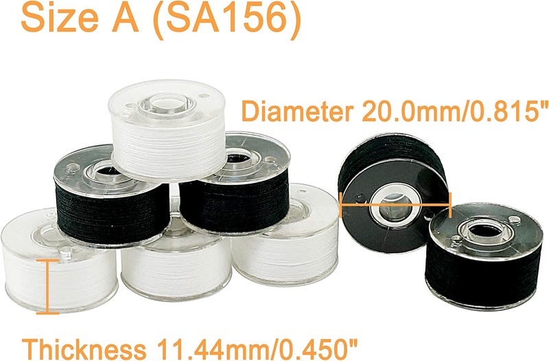 New brothread 144pcs (96White + 48Black) 60S/2(90WT) Prewound Bobbin Thread Plastic Size A SA156 for Embroidery and Sewing Machine Cottonized Soft Feel Polyester Thread Sewing Thread - Image 3
