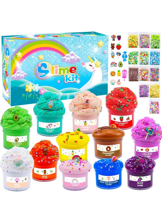 Elover 12 Pack Premade Slime Kit In Different Textures Include Butter Slime, Cloud Slime & Clear Slime With 24 Variety Add-Ins Perfect Birthday Present For Kids Age 6+ - Image 1