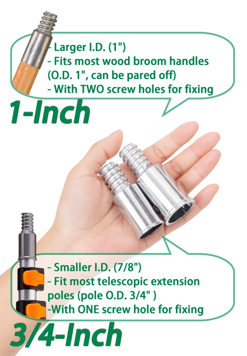 EESC2Y (2-Pack) 3/4" (.75) Threaded Tips Replacement for Extension Poles Repairing, Push Broom Handle Threaded End - Image 4