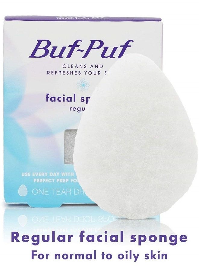 Buf-Puf Regular Facial Sponge, Dermatologist Developed, Removes Deep Down Dirt & Makeup that Causes Breakouts and Blackheads, Reusable, Exfoliating, White, 1 Count  - Image 2