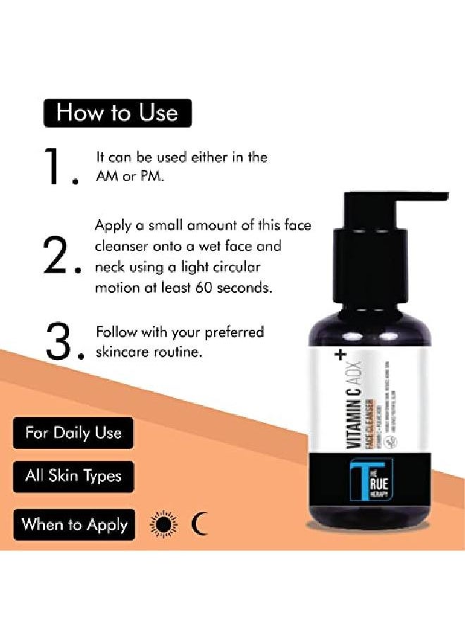 THE TRUE THERAPY Daily Brightening Vitamin C Face Wash for Tan Removal Hyperpigmentation Skin whitening & Brightening Cleanser| Face Wash Man Women 100 ml  - Image 4