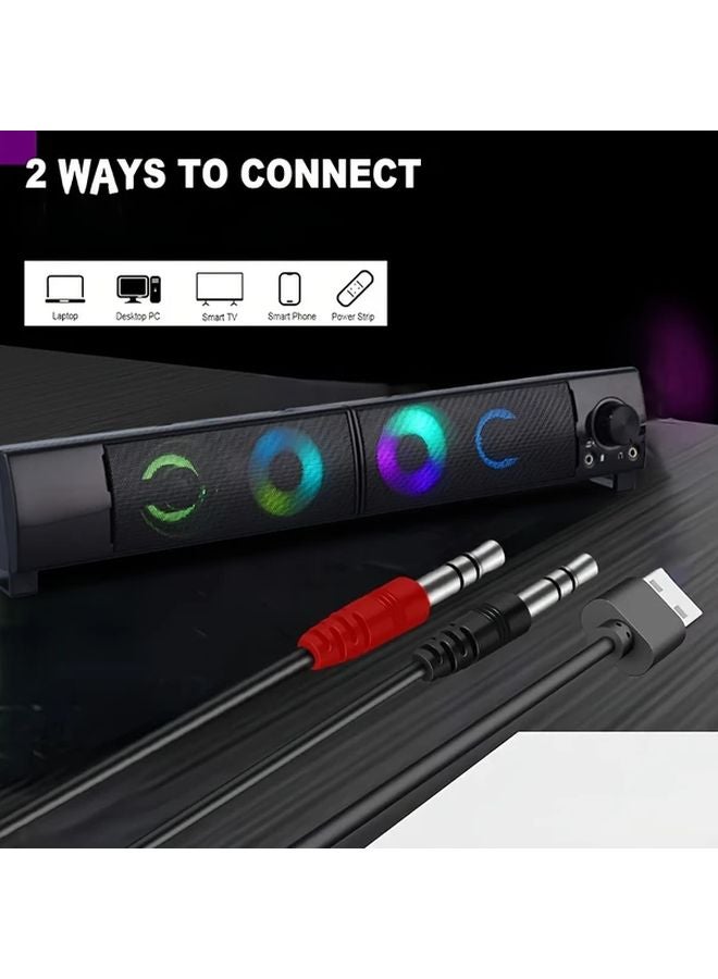 2 في 1 سماعة كمبيوتر مزدوجة سماعات شريطية لجهاز الكمبيوتر تعمل بالطاقة عبر USB صوت عالي الجودة - Image 4