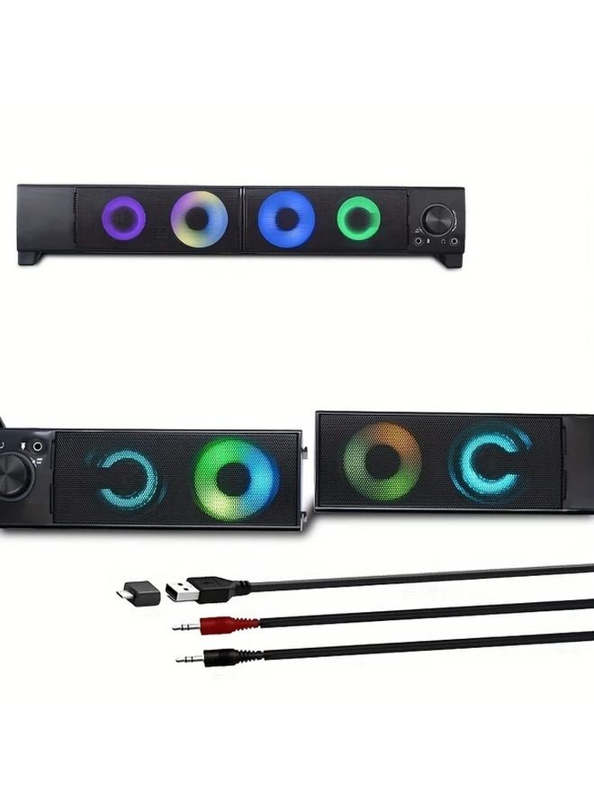 2 في 1 سماعة كمبيوتر مزدوجة سماعات شريطية لجهاز الكمبيوتر تعمل بالطاقة عبر USB صوت عالي الجودة - Image 1