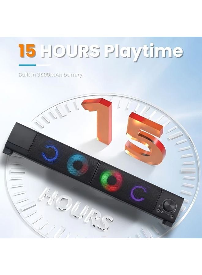 2 في 1 سماعة كمبيوتر مزدوجة سماعات شريطية لجهاز الكمبيوتر تعمل بالطاقة عبر USB صوت عالي الجودة - Image 5