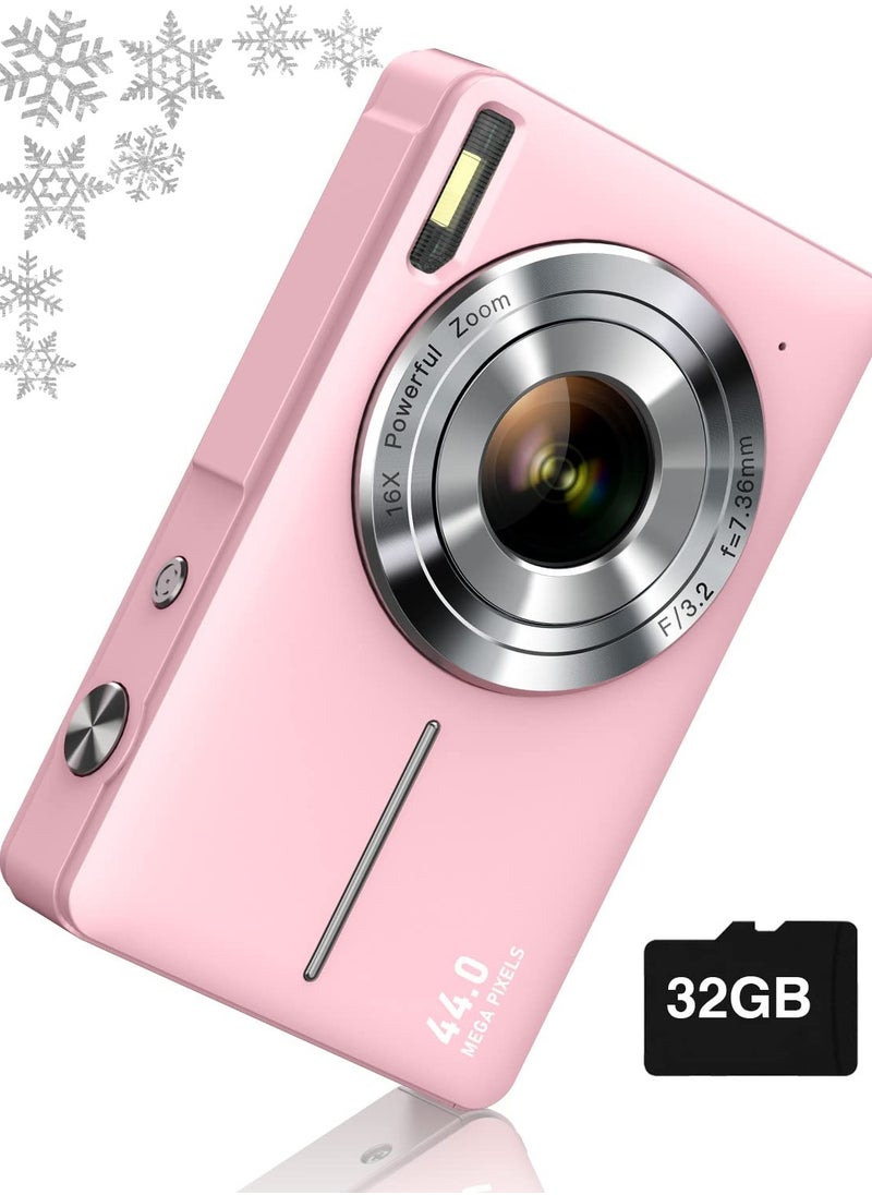 Generic Digital Camera, FHD 1080P Kids Camera 44MP Point and Shoot Digital Camera with 32GB SD Card, 16x Zoom, Lanyard, Small Compact Camera for Kids Boys Girls  - Image 1
