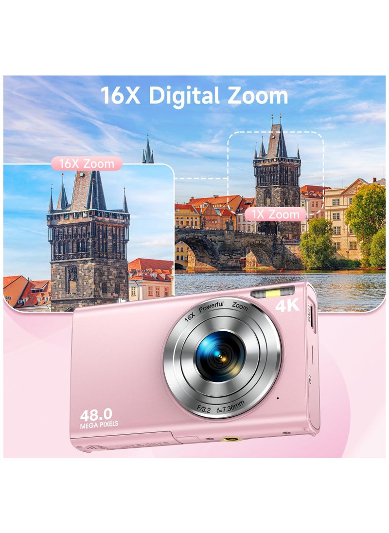 Generic Digital Camera, FHD 1080P Kids Camera 44MP Point and Shoot Digital Camera with 32GB SD Card, 16x Zoom, Lanyard, Small Compact Camera for Kids Boys Girls  - Image 3