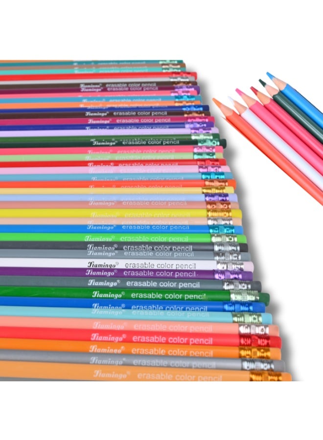 أقلام تلوين قابلة للمسح من فلامنغو - 72 لونًا متنوعًا - متينة - Image 4