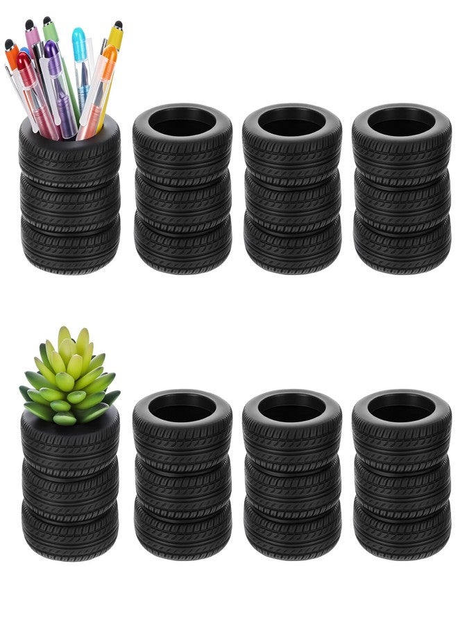 mekueeex 8 Pcs Tire Shaped Pen Holder Car Tire Planter Holder for Men Mechanic Gift Desk Office Home School Accessories Decor Christmas Novelty Funny Supplies Cactus Succulent Planter Pot - Image 1