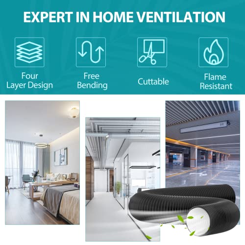 HG Power 5 Inch Air Ducting, 32 Feet Flexible Aluminum Dryer Vent Hose, Three Layer Protection Dryer Hose with 2 Clamps for HVAC Ventilation Heating Cooling Exhaust - Image 4
