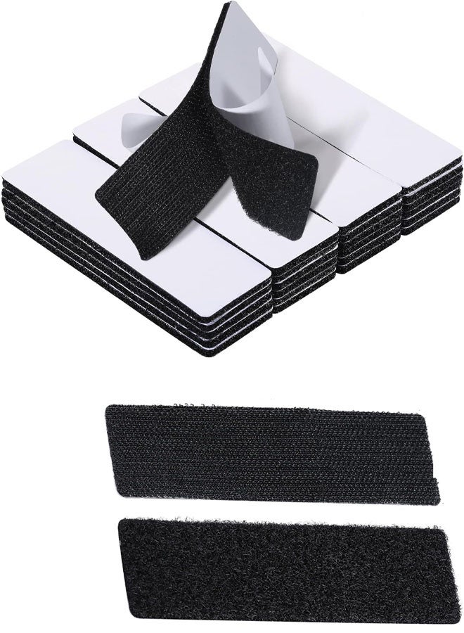 10 pcesHook and Loop Strips with Adhesive, Strong Back Adhesive Fasten Mounting Tape for Home or Office Use - Instead of Holes and Screws, Black - Image 1