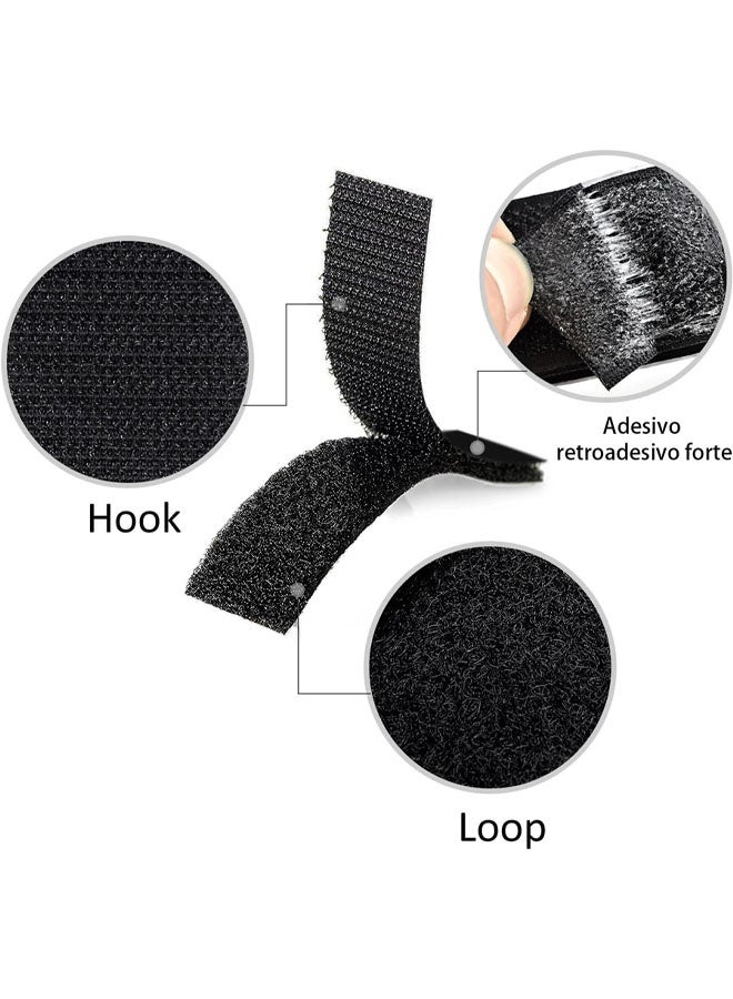 10 pcesHook and Loop Strips with Adhesive, Strong Back Adhesive Fasten Mounting Tape for Home or Office Use - Instead of Holes and Screws, Black - Image 2