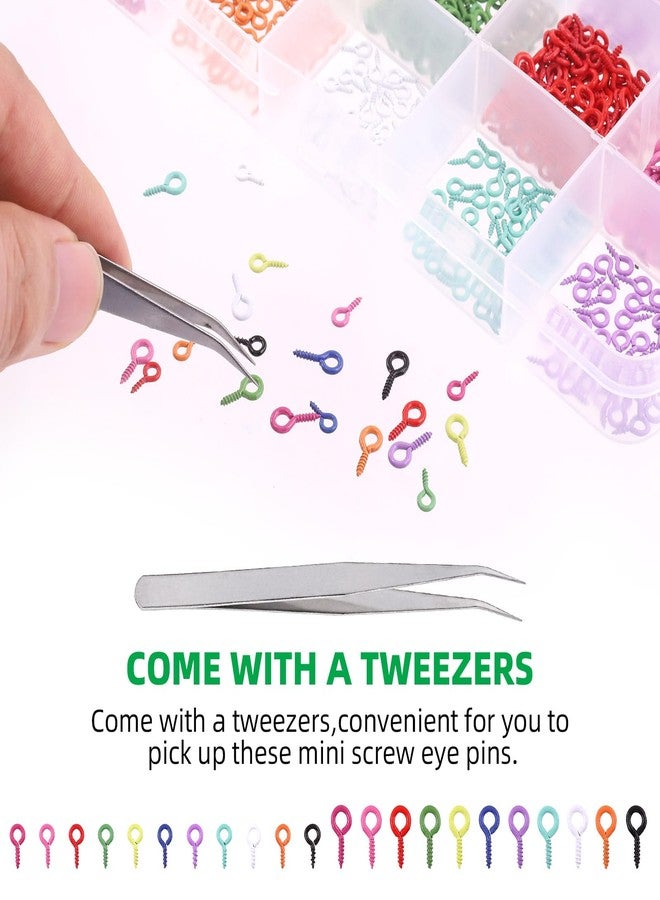 Keadic 1100Pcs Colorful Screw Eye Pins for Jewelry Making, 11 Color Mini Metal Eyelets Screw Clasps Hook Rings for Cork Top Bottles, Art DIY Jewelry, Charm Bead - Image 5