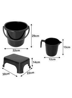 Kuber Industries Kuber Industries 3 Pieces Plastic Bucket, Mug & Stool Set (Black)  - Image 5
