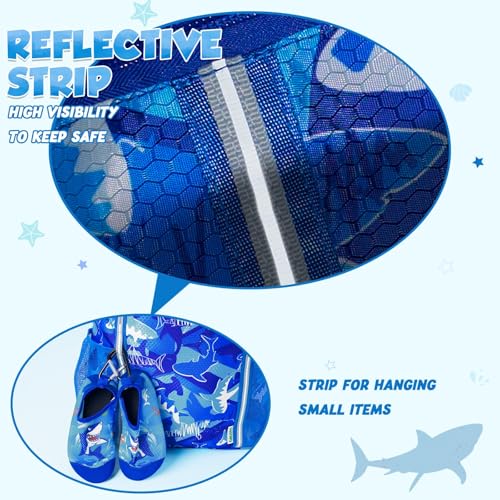 WAWSAM Kids Gym Drawstring Backpack String Bag, Shark Sports Gym Bag for Kids Boys Waterproof Swimming Beach String Cinch Backpack with Two Water Bottle Pocket - Image 3
