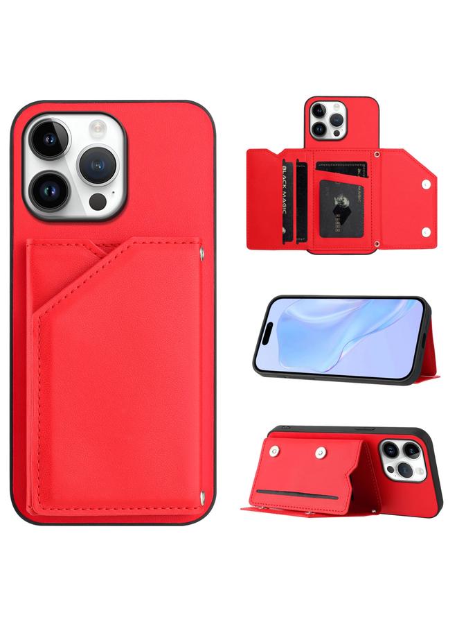 erorex Case For iPhone 16 Pro Max Skin Feel Four Card Slots Phone Case with Wrist Strap - Image 1