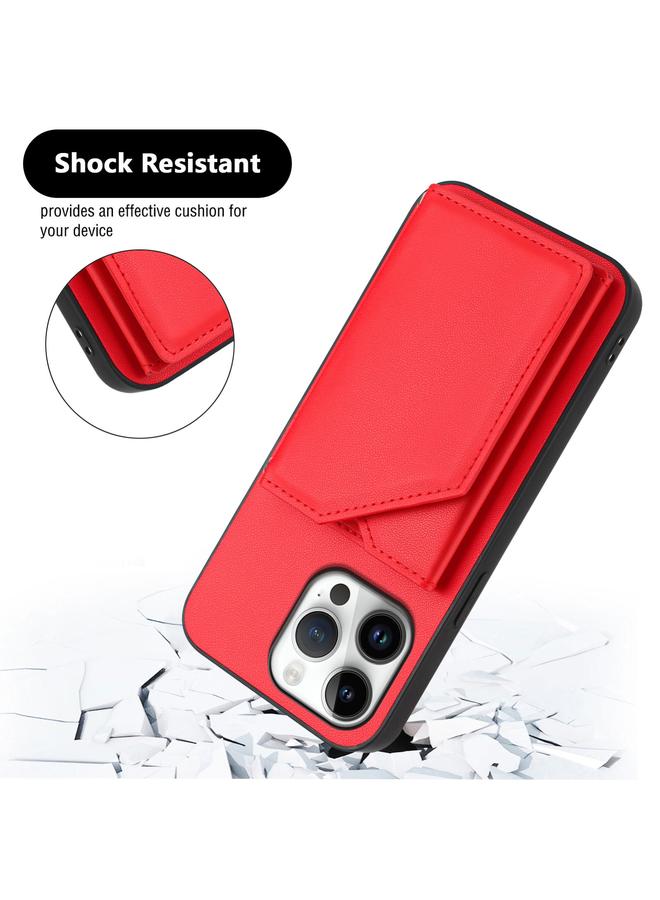 erorex Case For iPhone 16 Pro Max Skin Feel Four Card Slots Phone Case with Wrist Strap - Image 3