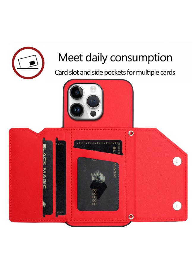 erorex Case For iPhone 16 Pro Max Skin Feel Four Card Slots Phone Case with Wrist Strap - Image 5