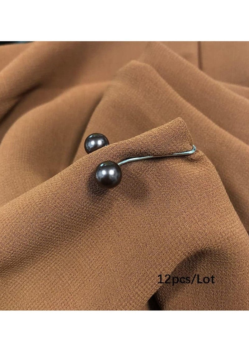 12 Pcs Hijab Pearl Brooch Pins for Women,Muslim Women Headscarf Hijab U Clips,Faux Pearl Scarf Clips Pin-Less Scarf Clips,Scarf Brooch Pin Headscarf Shawl Lady Muslim Scarf Hijab Clips-Black  - Image 5