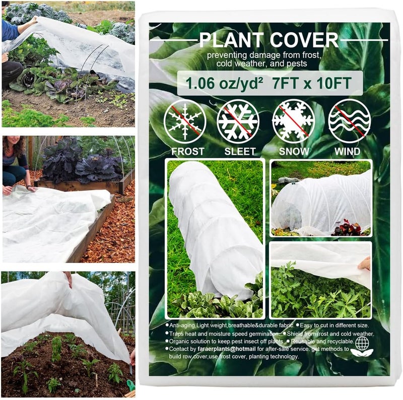 FARAER Plant Covers Freeze Protection, Antifrost Cover 7ft×10ft Reusable Rectangle Frost Protection Floating Row Cover Plant Blanket Garden Winterize Cover for Cold Weather Snow - Image 1