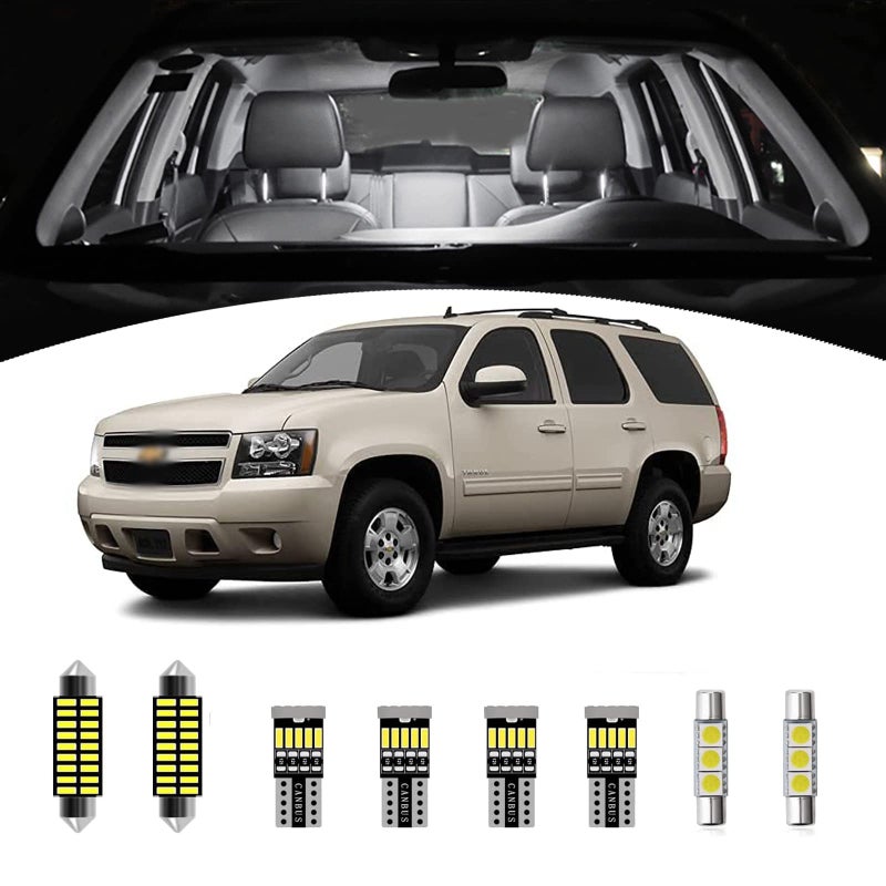 طقم أضواء LED داخلية AWALITED 14 قطعة لسيارة شيفروليه تاهو وسوبربان 6500K بديل مباشر لطرازات 2007-2014
