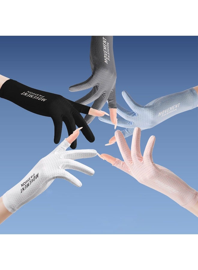 1 Pair Summer Sun Protection Gloves, Women's Driving Gloves, UV Protection Gloves, Blue - Image 4