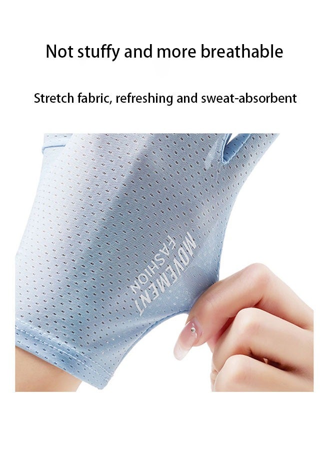 1 Pair Summer Sun Protection Gloves, Women's Driving Gloves, UV Protection Gloves, Blue - Image 2
