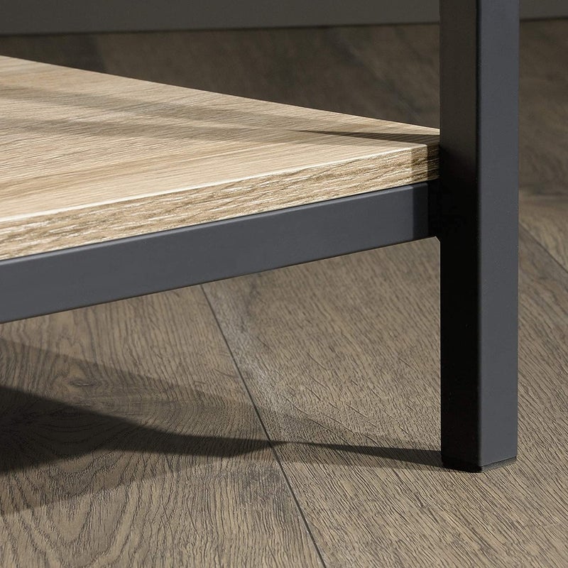 STAR WORK طاولة قهوة مركزية ثقيلة من الخشب الهندسي والمعدن STAR WORK بطبقتين مع رف تخزين للمكتب المنزلي وغرفة المعيشة 20 سم × 31.5 سم × 37.6 سم - Image 5