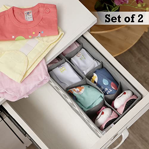 HOKIPO Non-Woven Fabric Undergarment Organizer Storage Box For Drawers Bra Panty Socks Tie Lingerie Organizer For Wardrobe, 8 Grid*2 (Ar-3917), Drawer Organizers, Blue-Green - Image 2