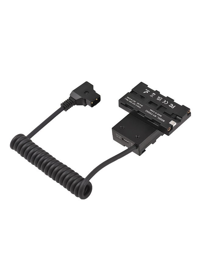 Generic Dual-Sided F550 NP-F Dummy Battery Cross-Shaped to D-Tap Power Cable with 5-12V Type-C Output for Field Monitor LED Light Wireless Video Transmission  - Image 5