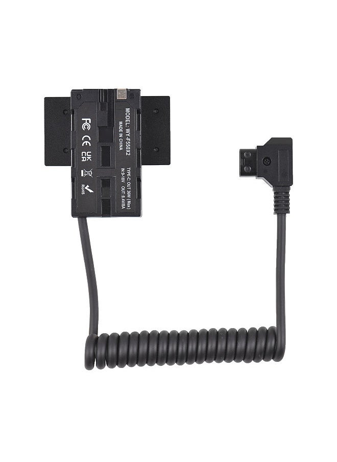 Generic Dual-Sided F550 NP-F Dummy Battery Cross-Shaped to D-Tap Power Cable with 5-12V Type-C Output for Field Monitor LED Light Wireless Video Transmission  - Image 1
