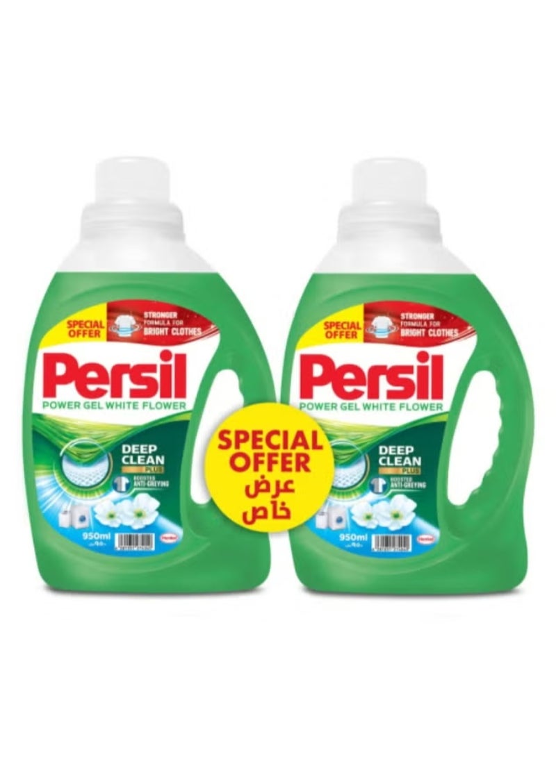 Persil Gel White Flower Twin Pack 950ml Powerful Laundry Detergent for Bright Whites & Fresh Fragrance - Image 1