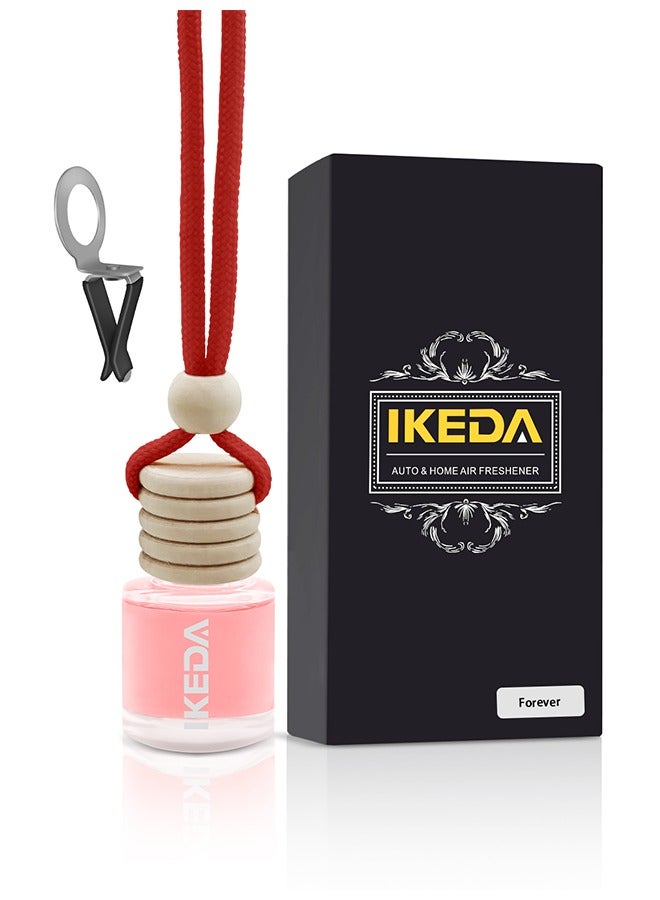 IKEDA معطر هواء للسيارة، معطر هواء للسيارة، متعدد الروائح، تصميم زجاجة معلقة مع سلك عطر خزانة الحمام في المنزل (فراولة)