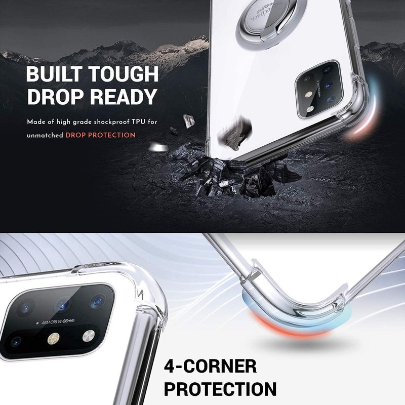SILVERBACK for OnePlus 8T Case Clear with Ring Kickstand, Protective Soft TPU Shock -Absorbing Bumper Shockproof Phone Case for OnePlus 8T 5G -Clear - Image 4