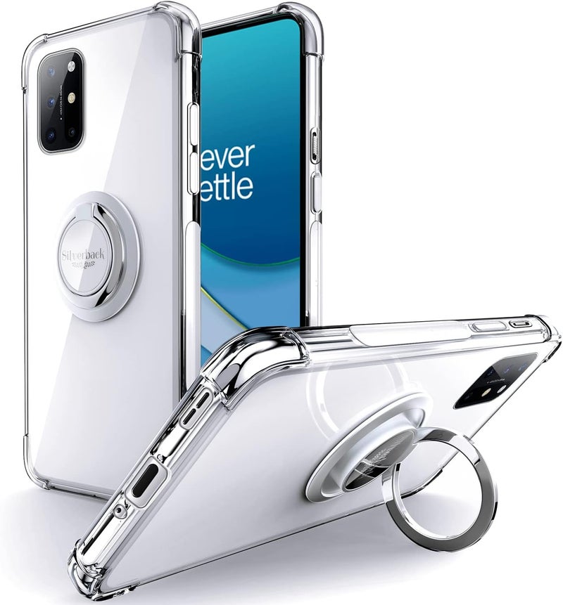 SILVERBACK for OnePlus 8T Case Clear with Ring Kickstand, Protective Soft TPU Shock -Absorbing Bumper Shockproof Phone Case for OnePlus 8T 5G -Clear - Image 1