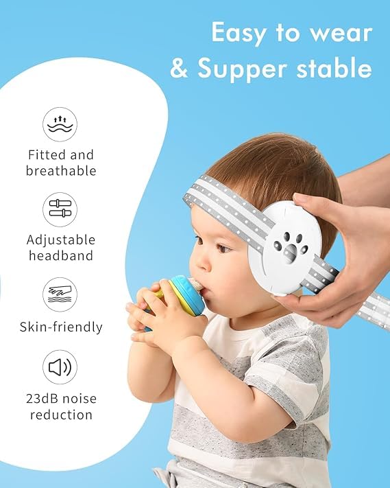 LYSIAN Baby Hearing Protection Earmuffs (0–48 Months) | Passive Noise Reduction | Non-Electronic | Travel Essentials with Carrying Bag Earmuffs for Sleep/Airplane/Outdoor (Paw Black) - Image 4