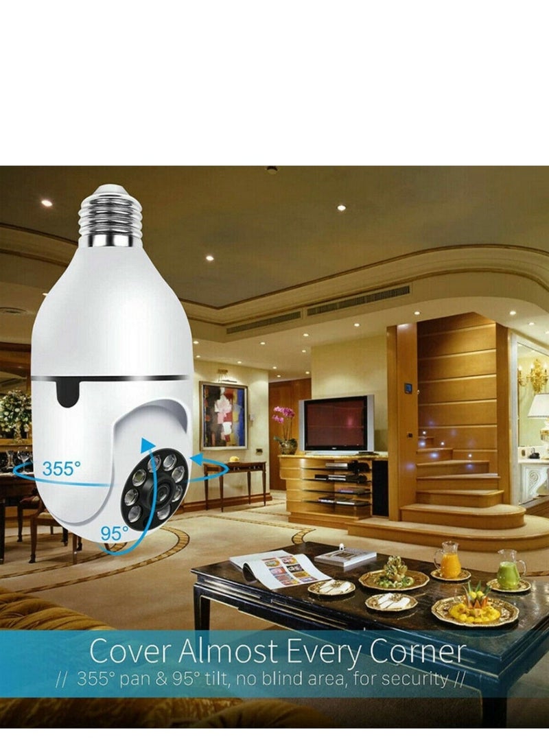 جوميلا كاميرا واي فاي بزاوية 360 درجة لمبة إضاءة لمراقبة الأمن المنزلي، رؤية ليلية محسّنة، كاميرا CCTV لاسلكية. - Image 5