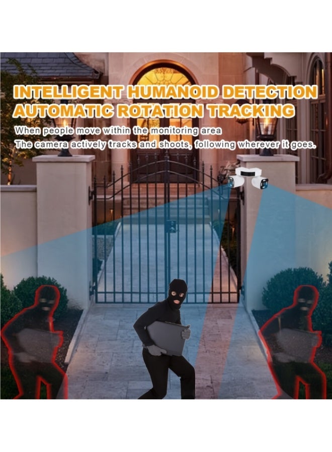 العلامة التجارية: جيسودا كاميرا ذكية 180° واي فاي، بدقة 8 ميجابكسل 3K بعدستين PTZ للاستخدام الداخلي والخارجي، رؤية ليلية ملونة، كشف حركة بالذكاء الاصطناعي، لاسلكية 2.4GHz للاستخدام المنزلي والعائلي - Image 5