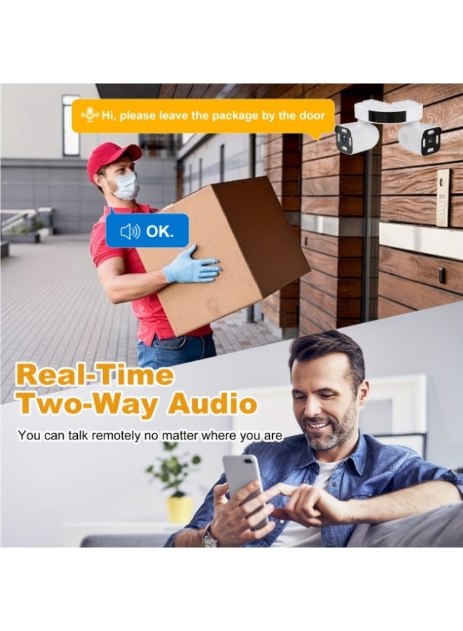 العلامة التجارية: جيسودا كاميرا ذكية 180° واي فاي، بدقة 8 ميجابكسل 3K بعدستين PTZ للاستخدام الداخلي والخارجي، رؤية ليلية ملونة، كشف حركة بالذكاء الاصطناعي، لاسلكية 2.4GHz للاستخدام المنزلي والعائلي - Image 4