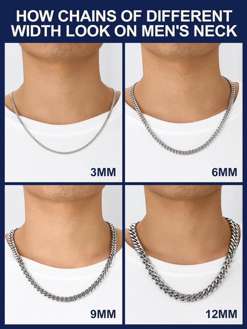 Suplight 6mm 316L Stainless Steel Miami Cuban Chains Necklaces Hip Hop Punk Jewelry Waterproof Curb Cuban Link Chain Necklace for Men & Women 20 inches - Image 5