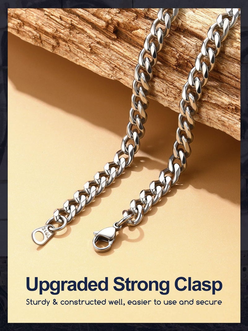 Suplight 6mm 316L Stainless Steel Miami Cuban Chains Necklaces Hip Hop Punk Jewelry Waterproof Curb Cuban Link Chain Necklace for Men & Women 20 inches - Image 4